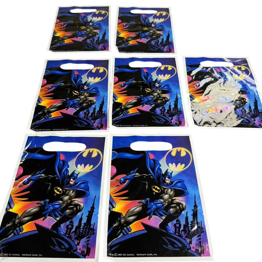 Vintage 2001 Batman Party Supplies Hallmark DC Comics Y2K Hats and Bags Set
